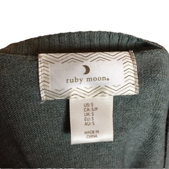 Ruby Moon Boho Cropped Tie Wrap V-neck Crop Top Green/Gray Size Small Wool Blend - Picture 6 of 14